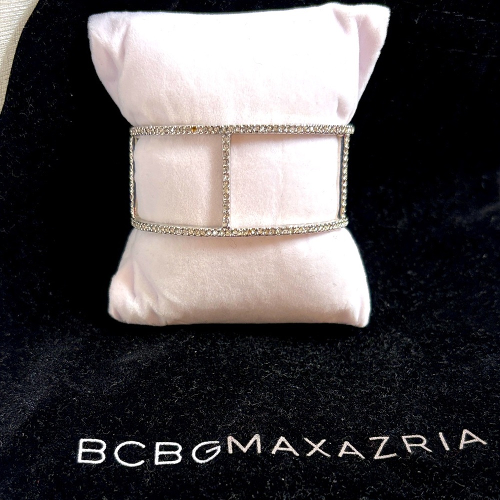 BCBGMaxAzria Silver Rhinestone Cuff